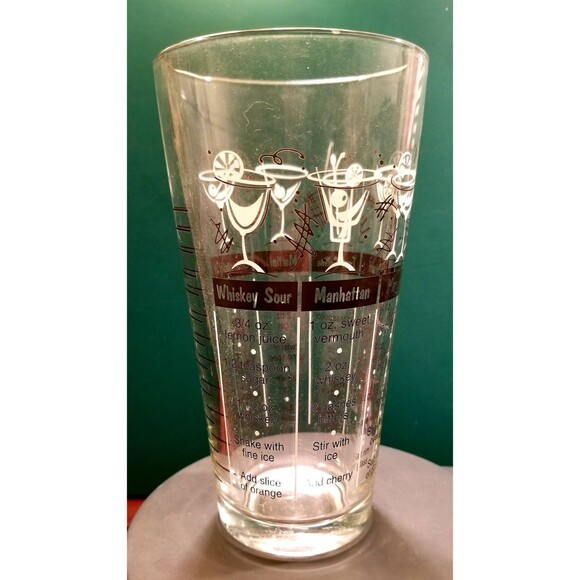 Classic Drink Recipe Cocktail Mixing Glass Vintage Retro Barware 18oz - Picture 2 of 9